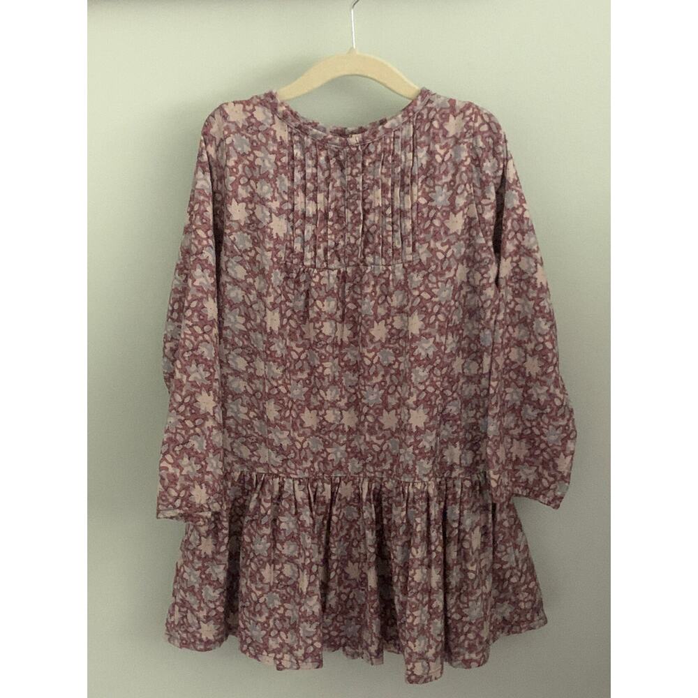 Mini a Ture Copenhagen Dress Plum Blue Cream Floral Drop Waist Twirl 110 / 5